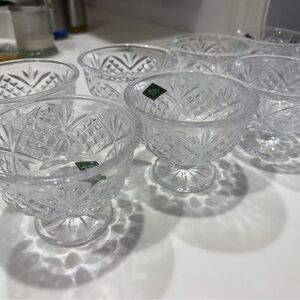 8 Crystal Clear Glass Dessert Bowls Set
